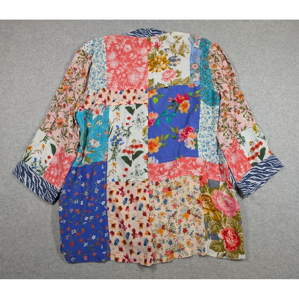 John.Mark Women Sweater Large Cardigan Open Front Floral Patchwork Mix Print - Picture 7 of 15